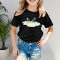 thumbnail image 3 of MIXUE Kids Girls Tops & T-Shirts Island Print Casual Fashion Kids Comfort Fit Beach Pullover T Shirts Daily-Wear,Black,5-6 Years, 3 of 4