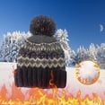 thumbnail image 4 of Nooxsoe Women's Pom Hats Thick Beanie Knit Hat Knit Cap Knitted Hats Thick Knitted Soft Hat Windproof Pom Beanie Knit Cuffed Beanie Knitted Cap Knit Hat Women’s Hat Black a, 4 of 4