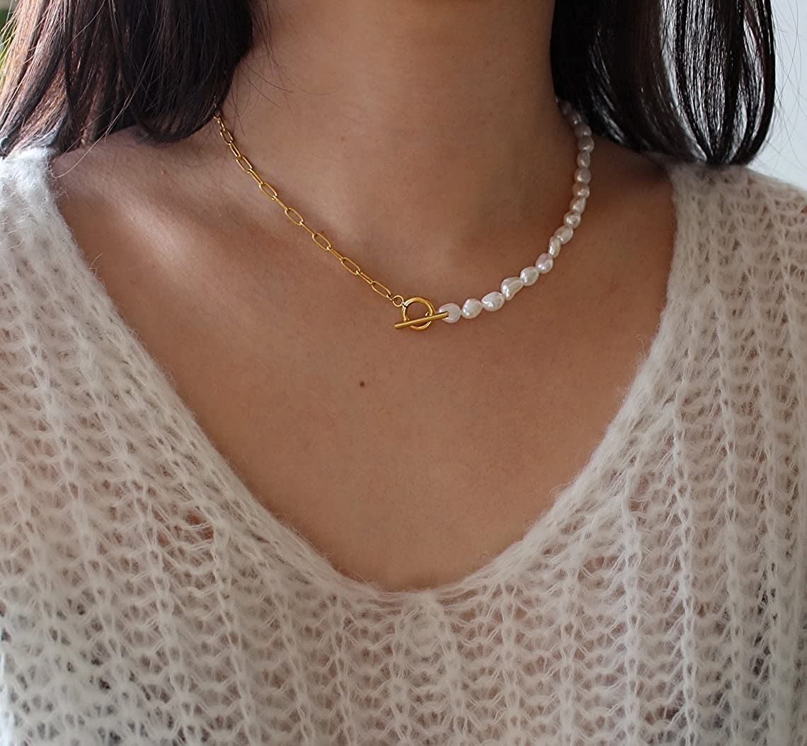 Chunky Gold Toggle Necklace 18K Gold 