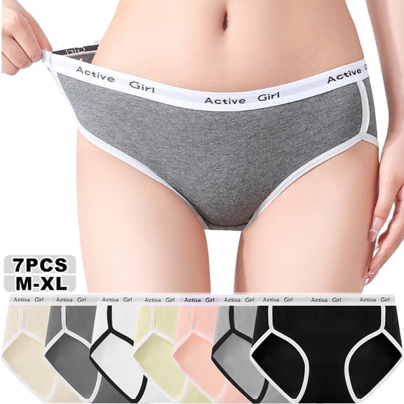 7PCS Women's Cotton Underwear Womens Cheeky Panties for Women Comfy Bikini