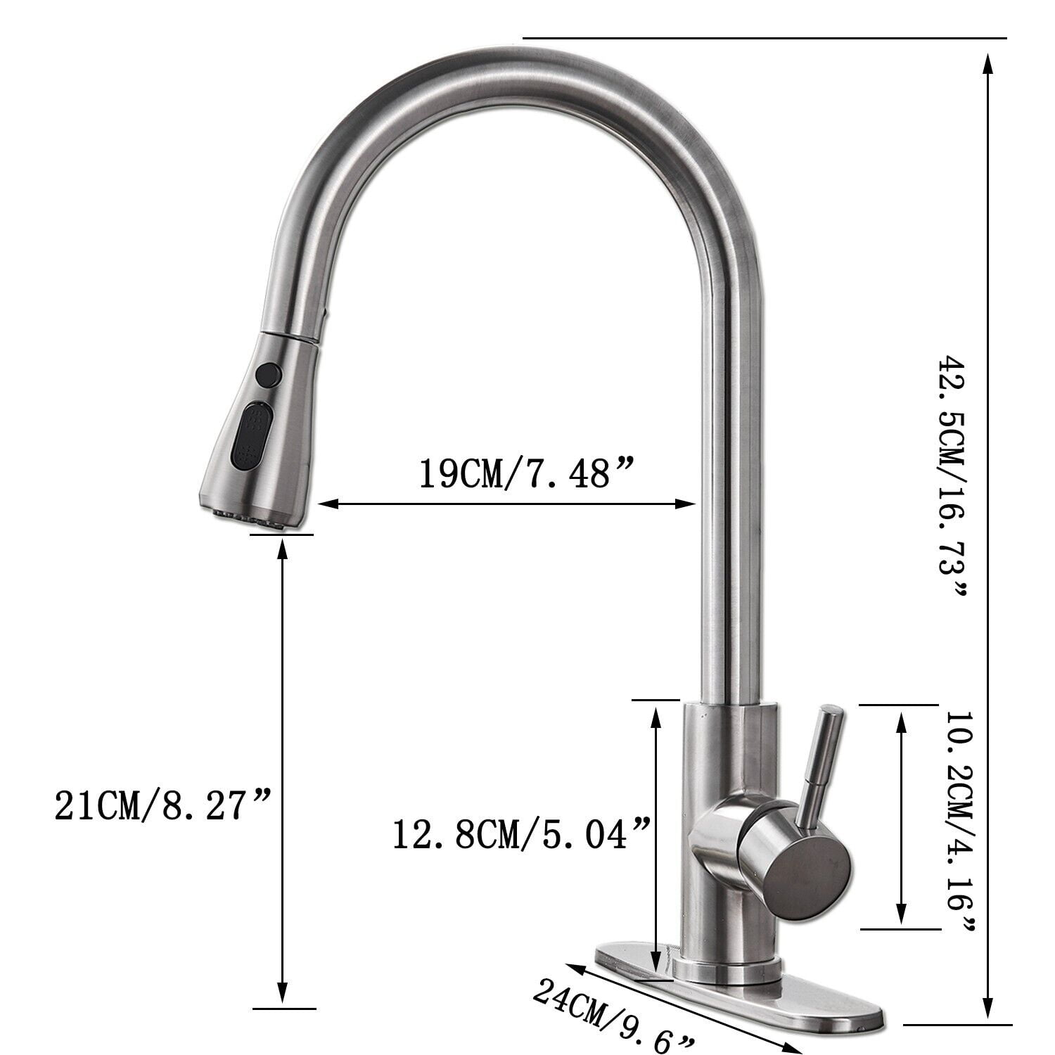 Zovajonia Kitchen Sink Faucet  Pull Down Sprayer with Cover&Soap Dispenser Sink Faucet Brushed Nickel