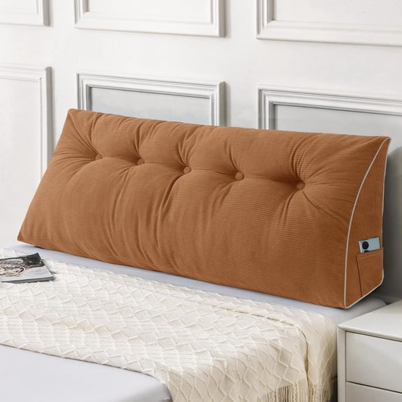 Headboard Pillow Queen, Wedge Pillow Headboard for Sitting Up in Bed, Back-Rest Support Triangular Cushion for Reading - Features Removable Washable Cover