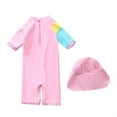 thumbnail image 2 of HAWEE Swimsuit for Girls One Piece Swimwear Unicorn Bathing Suit Short Sleeve Rash Guard Swimwear Zip with Hat, 2 of 6