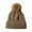 Khaki, variant on Hadanceo Women Fall Winter Hat Thickened Knitted Soft Elastic Warm Anti slip Ear Plush Ball Decor Twisted Pattern Outdoor Cap