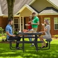 thumbnail image 4 of Costway 45" Coated Steel Camping Table Outdoor Round Picnic Table & Bench Set for 8 Black, 4 of 10