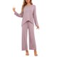 thumbnail image 1 of Conjuntos de lounge para mujeres INSPIRE CHIC, de manga larga y pantalones jogger, 2 piezas, pijamas sueltos, ropa de dormir, loungewear, M Rosa, 1 of 6