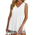 thumbnail image 4 of Womens Flowy Tank Tops, 2025 New Peplum Shirt, Loose Fitting Dressy Sleeveless V Neck Eyelet Blouse Tank Tops Women White XL, 4 of 9