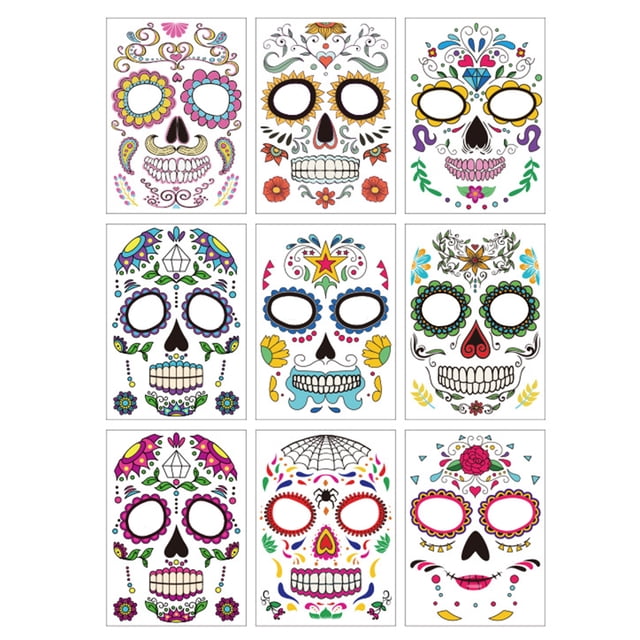 9 piezas de Halloween Sunnimix Etiqueta Engomada de la cara Impermeable Serie 1