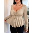 thumbnail image 2 of Women'S Plus Size Peplum Tops Long Sleeve T Shirts Casual Ruched Sweetheart Neck Ruffle Hem Tees  XL, 2 of 7