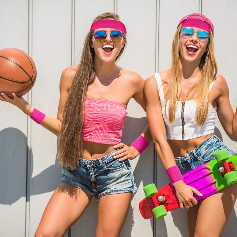 Neon Sweatband Set 2 Headbands 4 Wristbands Sports Athletic Terry Cloth Minzimin 6 Pcs Neon Sports Sweatbands Set Paris Sports  main image 4