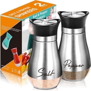 Dompilc 2PC Salt and Pepper Shaker Set – 4oz Glass-Bottom Design with Stainless Steel Lid, Refillable