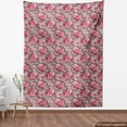 thumbnail image 4 of Ambesonne Floral Fabric by the Yard Upholstery, Flowers Monochrome Leaves, 3 Yards, Raspberry and Dark Green, 4 of 5