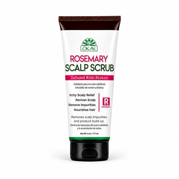 OKAY Rosemary Scalp Scrub with Biotin 6 oz – Exfoliating Hair & Scalp Treatment for Dandruff, Healthy Growth, Moisture & Refreshing Cleanse