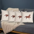 thumbnail image 2 of Boho Embroidered Horse Handmade Set of 4 Throw Pillow 18" x 18" Solid Beige & Brown Square for Couch, Bedding, 2 of 3