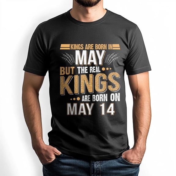 Kings Are Born on May 14 T-Shirt, Vintage Birthday Shirt for Men, Perfect Gift for May Birthday