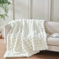 thumbnail image 2 of 50x60 Inches Ultra-Soft Fuzzy Faux Fur Plush Throw Blanket, Thick Warm Sherpa Couch for Sofa Bedroom Camping Decorative, Cozy Warmth, Bubble Ivory, White, 2 of 6