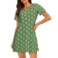 thumbnail image 1 of Fotbe 60s and 70s Style Bata de Dormir para Mujer con Estampado, Camisón de Algodón de Manga Corta, Ropa de Dormir Casual, 1 of 6