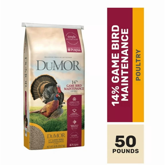 DuMOR 14% Game Bird Maintenance Crumbled Poultry Feed, 50 lb. Bag