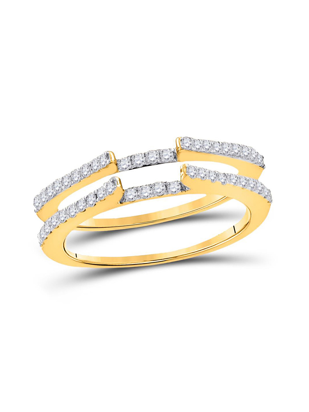 14kt Yellow Gold Womens Round Diamond Ring Guard Wrap Solitaire Enhancer 1//2 Cttw for Women