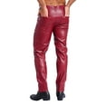 thumbnail image 3 of Sxiwei Men's Leather Pants Steampunk Gothic Pants Slim Fit Leather Motorcycle Pants Straight Trousers Red 3XL, 3 of 4