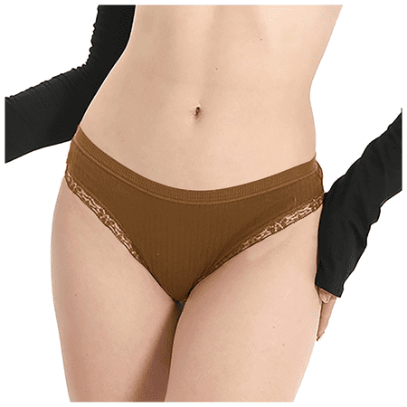 Fulorrnie Lace Trimmed Low Rise Thong Seamless No Show Panties Women s Underwear Cotton Lingerie Everyday Briefs  Beige  XL