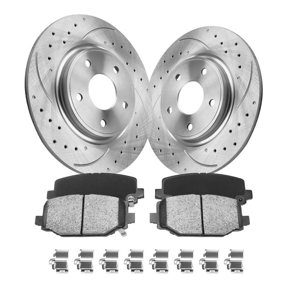 Aurogenix Rear Brake Kits Compatible with 2012-2020 Dodge Grand Caravan, 2012-2020 Dodge Journey, 2012-2015 Ram C/V, Rear Brake Pads and Rotors Kit 53069 D1596-8811