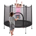 thumbnail image 1 of Trampolín para niños con Red De Seguridad Brincolín Infantil De 55 Pulgadas Brincolines De Niños para Fiestas Trampolin con Postes Acolchados para Interiores y Exteriores Negro, 1 of 7