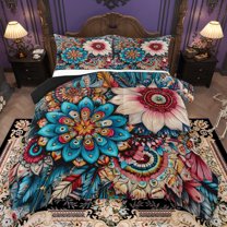 Homewish Retro Rustic Flower Bedding Comforter Set,Boho Style Plant Twin Comforter Sets,Bohemain Floral Bedding Set For Girls Kids,Microfiber Bedroom Decor Reversible,2-Piece