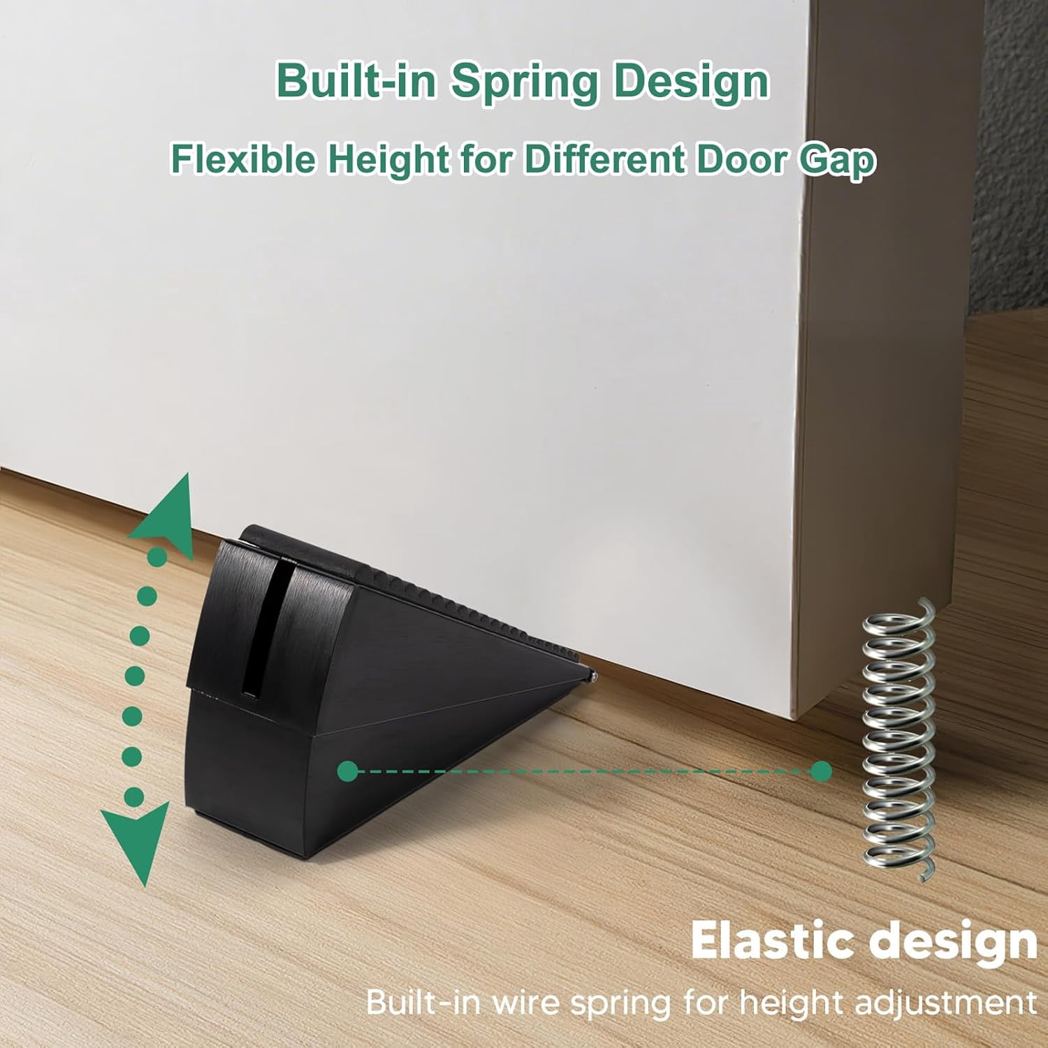 Heavy Duty Door Stopper, Up to 3 in Tall Door Stop Wedge, Large Door Stoppers for Bottom of Doors, Adjustable Height Suits Any Heavy Gate Gap