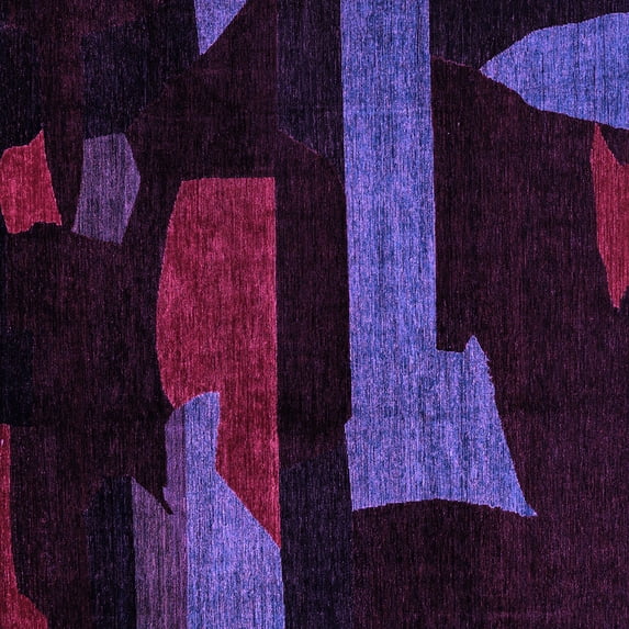 Ahgly Company Indoor Square Oriental Purple Modern Area Rugs, 8' Square