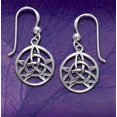 thumbnail image 2 of The Druid's Amulet - Triquetra Celtic Knot and Pentacle Sterling Silver Earrings, 2 of 3