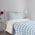 thumbnail image 3 of Ambesonne Checkered Quilted Bedspread Set 2 Pcs, Pastel Rows Vintage, Twin Size, Pale Blue White, 3 of 5