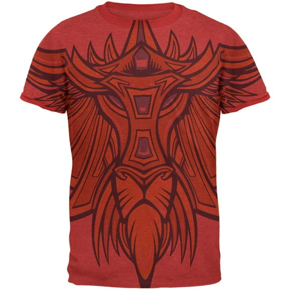 Leo King of the Lions Mens Ringer T Shirt Heather Red-Red X-LG