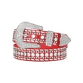 thumbnail image 2 of Ceintures Western pour Femmes en Strass Ceinture en Cuir Cloutée Blanche pour Robes Jeans, 2 of 4