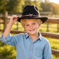 thumbnail image 5 of Kids Western Hats Boys Girls Cowboy Leather Buckle Felt Cowgirl Hat Cowboy Red Bandanas,One Size, 5 of 5