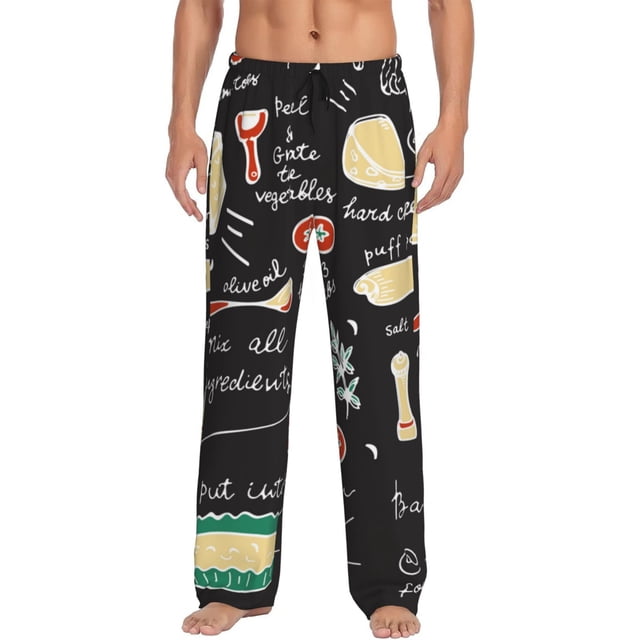 Kdxio Vegetable Quiche Pattern Men's Pajama Pants, Elastic Waist with Drawstring and Pockets, Comfortable Loungewear-XX-Large