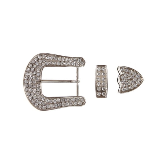 Western Single Prong Rhinestone Belt Buckle Set for Replacement or Leather Craft 1-1/2"