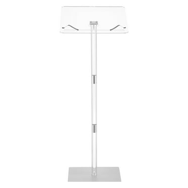 KFFKFF 43-Inch Acrylic Podium Stand, Portable Floor-Standing Lectern with Adjustable Reading Surface, Book Clips, and Wide Desk for Events, Presentations, and Meetings