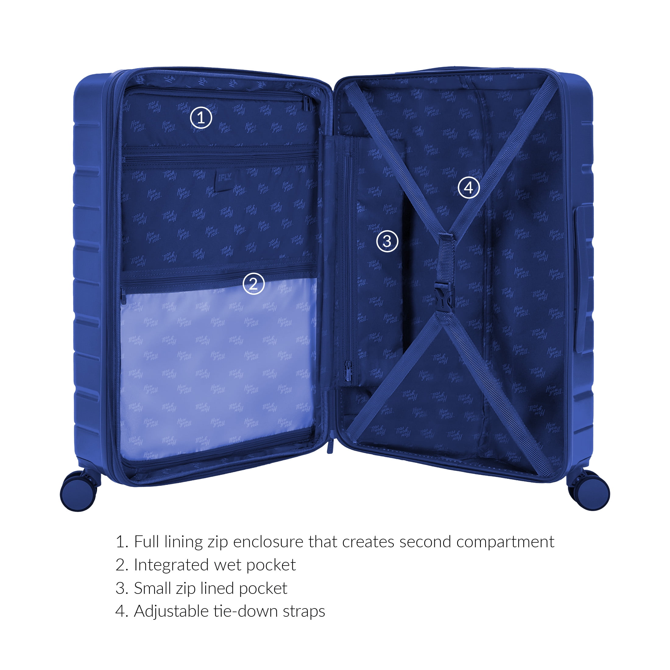 iFLY Evolve 20” Expandable Hardside Spinner Carry-on Luggage, Navy