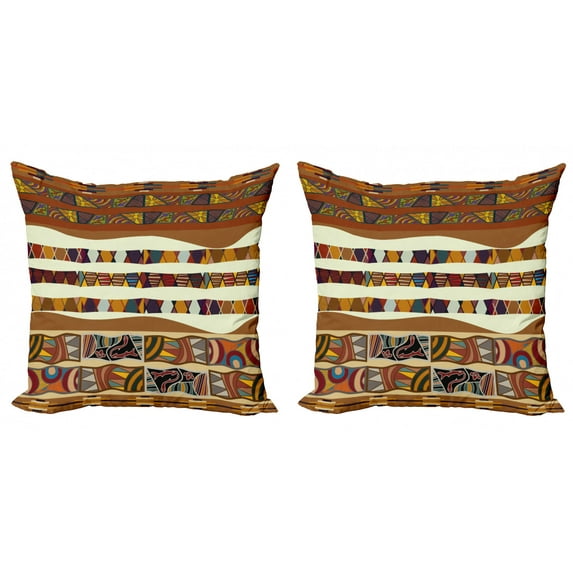 Ambesonne Tribal Throw Pillow Cover 2 Pack, Boho Folk, 20", Multicolor