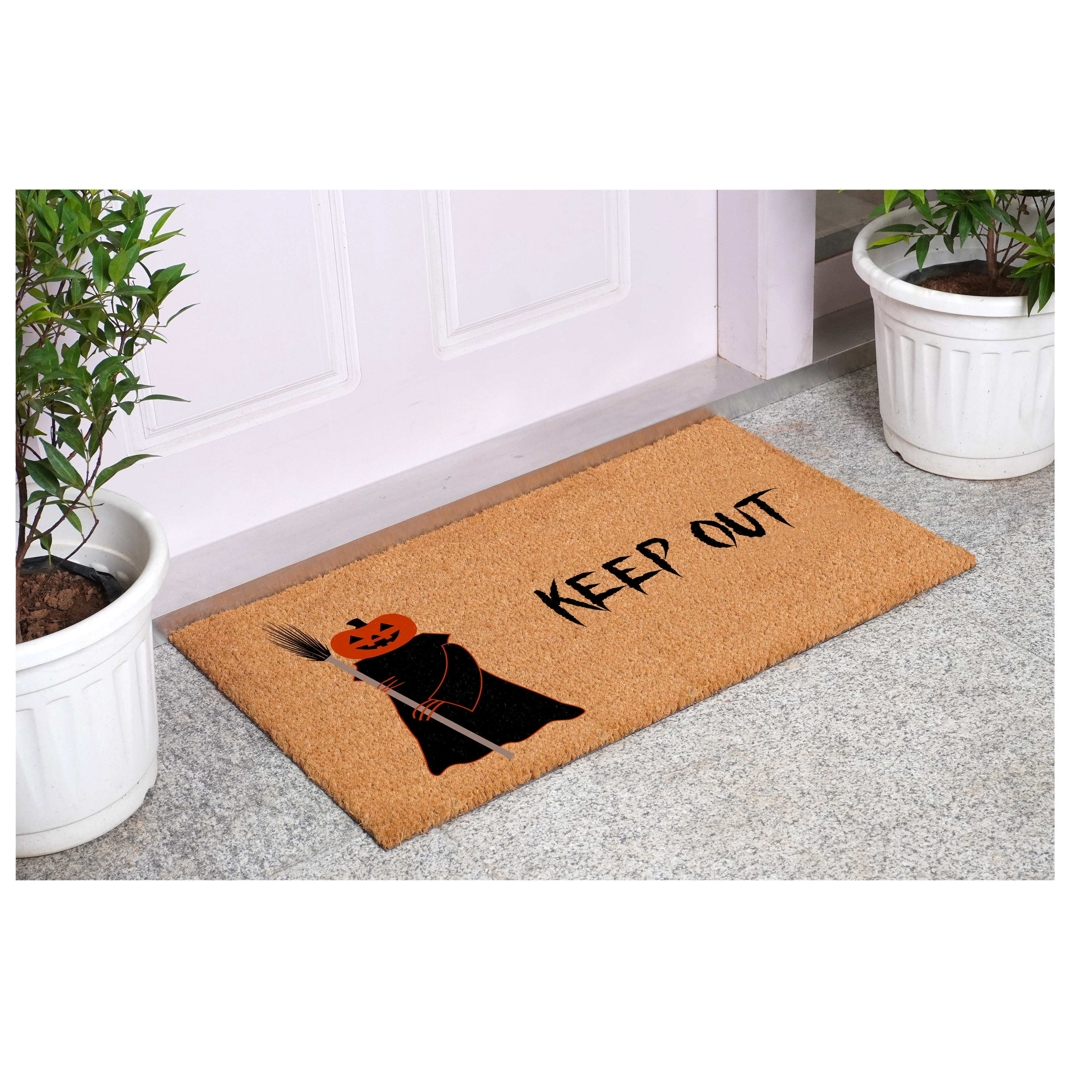 Calloway Mills 114781729 Scary Pumpkin Keep Out Doormat, 17"x29"