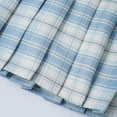 thumbnail image 5 of YUUMIN Girls Pleated Skirt Elastic Waist Plaid A-line Skirts with Lining Shorts School Uniform Sky Blue 160/L, 5 of 7
