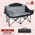 thumbnail image 4 of NAIZEA Heated Double Camping Chair, 2-Person Heated Folding Chairs for Outdoor Sports w/ 3 Heat Levels & 4 Heating Zones, Patio Lounge Chairs Folding Camping Chair Supports 550 lbs, 4 of 10
