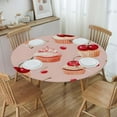 thumbnail image 6 of Cupcake Cherry Elastic Round Tablecloth - Waterproof & Oil-Resistant Polyester Fabric, Elastic Hem Fits 40-44 Inch Round Tables, Wrinkle-Free for Indoor/Outdoor Use, 6 of 6