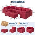 thumbnail image 3 of TROPOW L-Shaped Modular Sectional Sofa, Oversized 9 Seat Couch with 2 Storage Ottoman, 2 Pillows, Modern Deep Seat Comfy Couch, Chenille Sleeper Sofa for Living Room, Red, 3 of 8