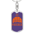 thumbnail image 5 of Phoenix Basketball City Purple Swivel Keychain Dog Tag Stainless Steel or 18k Gold, 5 of 10