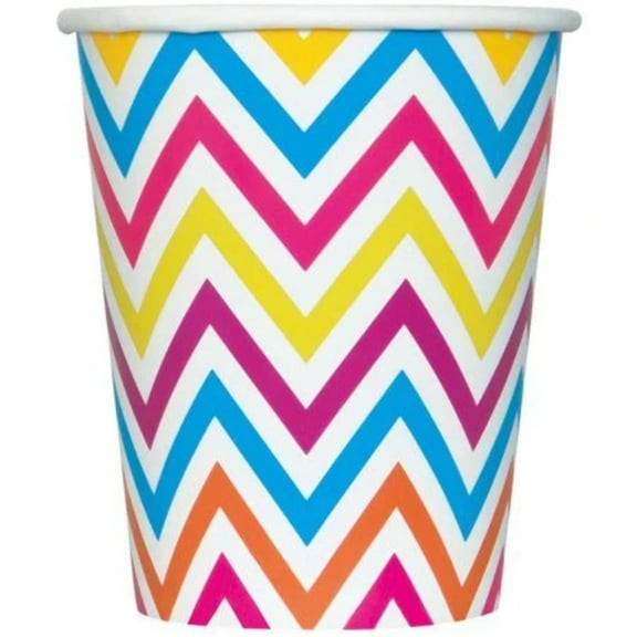 9oz Paper Rainbow Chevron Cups, 8ct