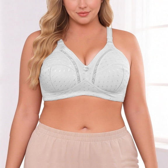 Xdegoge Full Figure Minimizer Bra for Women Wirefree Support Plus Size Bra with Wide Straps Non-Padded Unlined Comfort Bra Side Smoothing Everyday Underwear