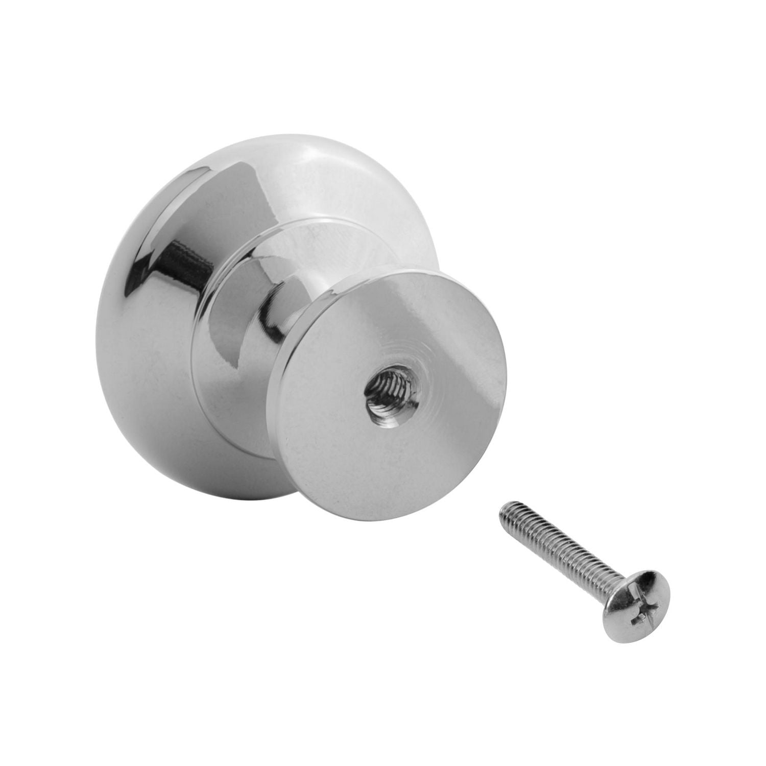Era Simple Round Metal Cabinet Knobs with Screws, Drawer Handles for Kitchen Bathroom and Dressers Home Decor, Chrome,  8Pk, 1 x 1 x 1 in.