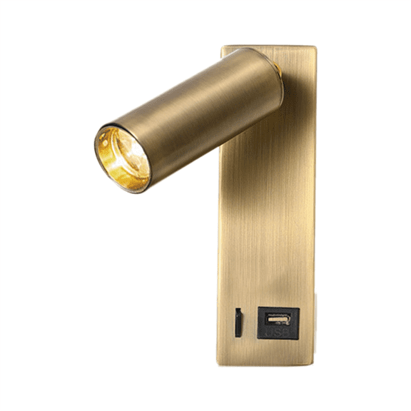 3W LED Wall Lamp Embedded and Rotatable Reading Light USB Focus Light for Bedroom Bedside Study 3000K Bronze,1 * Bedside Wall Lamp,Bronze